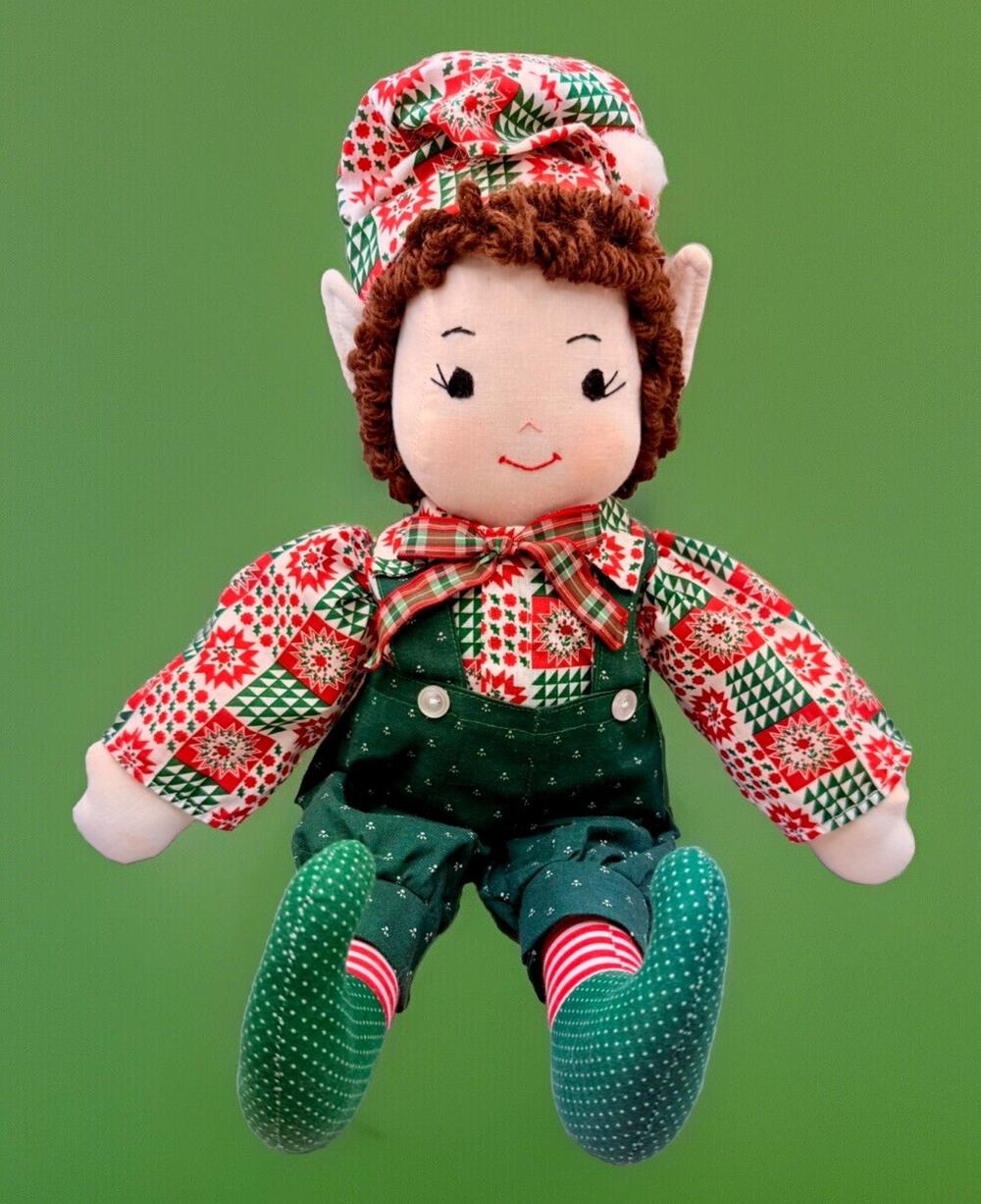 Christmas ELF Handmade Doll Plush Shelf Sitter Bells Stuffed Holiday ADORABLE!